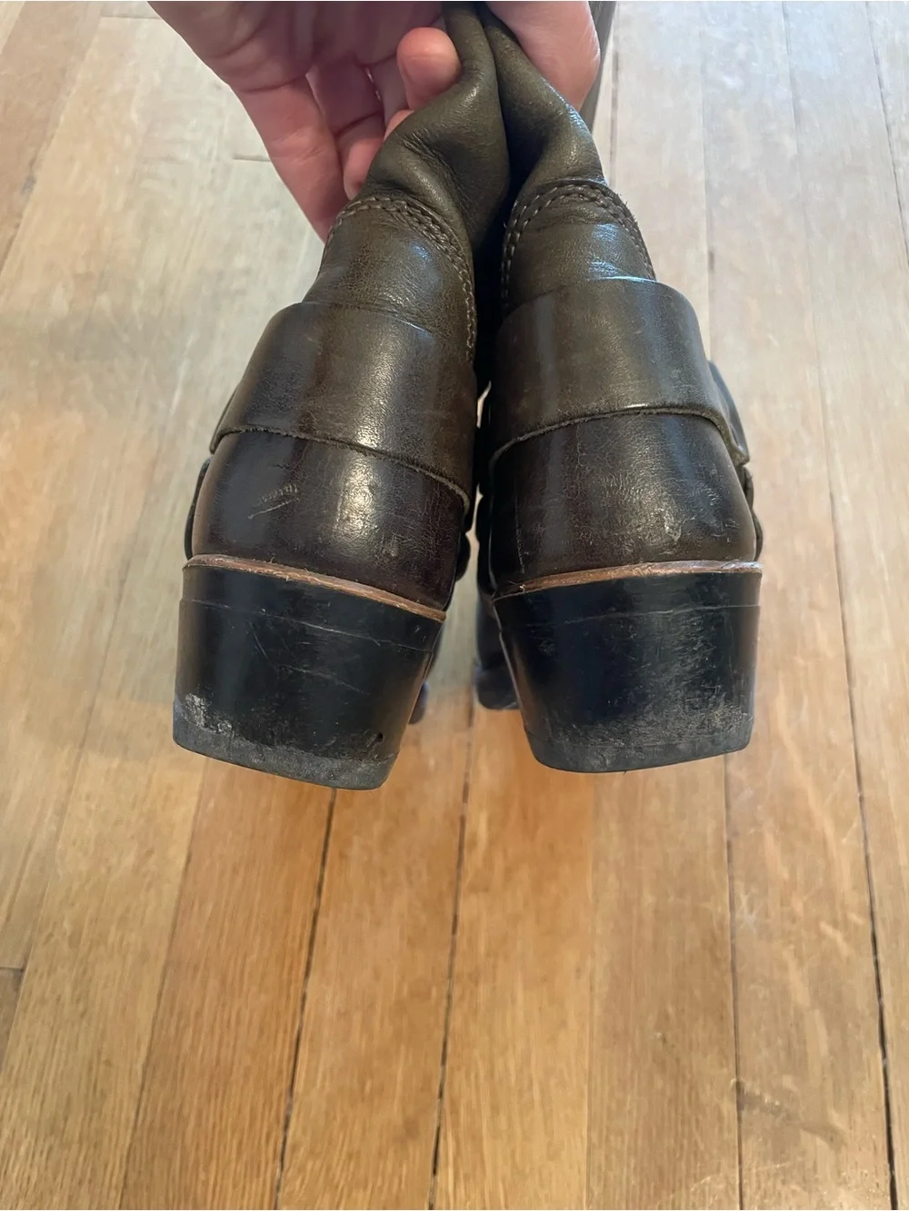 Vintage Green Frye Leather Harness Boots - Picture 6 of 9